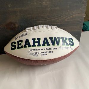 2005 NFC Champions Seahawks football with signatures read below